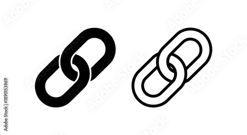 Interlocking Black Chain Links Icon for Strong Connection, Unity, and Security Symbolism