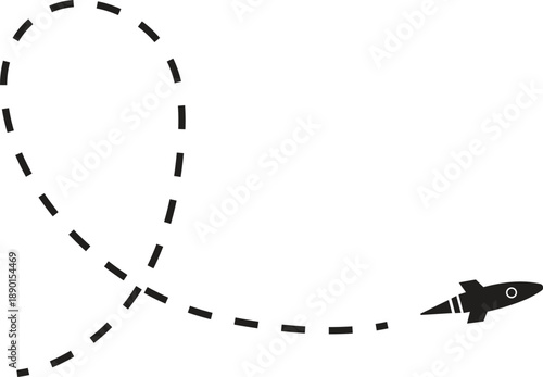 Creative Journey Illustration: A whimsical illustration of a creative journey featuring paper airplane and rocket ship, hand-drawn with dotted lines and charming symbols