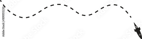 Creative Journey Illustration: A whimsical illustration of a creative journey featuring paper airplane and rocket ship, hand-drawn with dotted lines and charming symbols