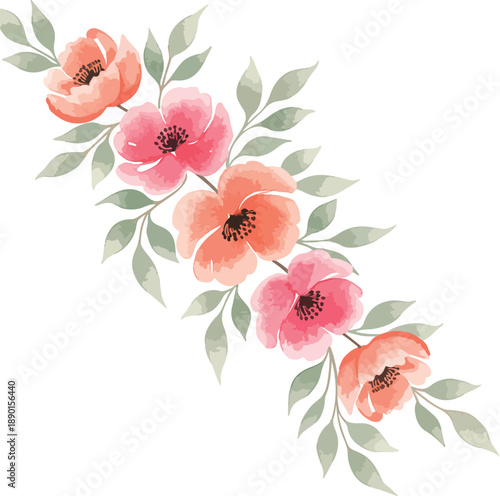 A beautiful pink orchid blossom vector illustration featuring a floral pattern of purple petals and green leaves on a decorative nature background design for a spring bloom