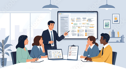 Business team in a meeting with a presentation