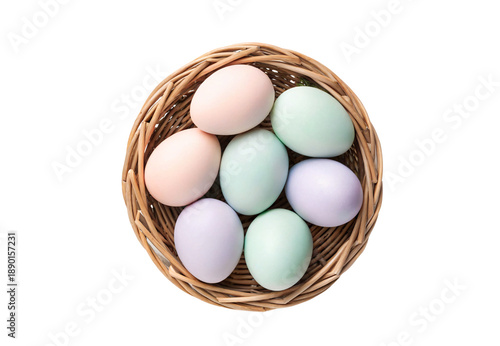 Wallpaper Mural Pastel eggs wicker basket, Easter spring colored collection, isolated on a transparent background Torontodigital.ca