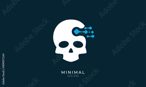 Cyber Technology Skull Logo – Digital Security Hacker Tech Icon