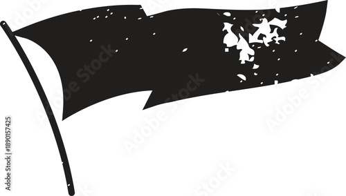 Black flags symbol collection on white background. Triangle alert flag shape design. Flag shape alert flat style. Black flags warning symbol icon.