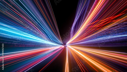 Colorful Light Trails And Abstract Patterns In Dynamic Motion