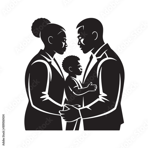Loving family silhouette of parents holding their child with caring embrace symbolizing protection love commitment and strong family bonds for generations to come