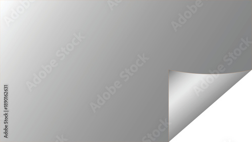 A simple grey background with a subtle gradient and a curled page corner in the bottom right, revealing a lighter underside.