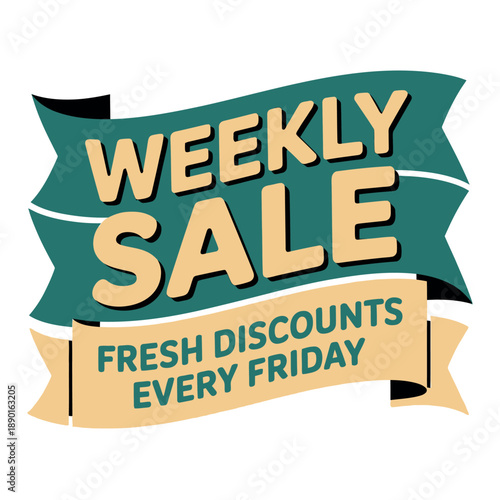 Stylized banner design advertises a weekly sale with fresh discounts available every Friday.