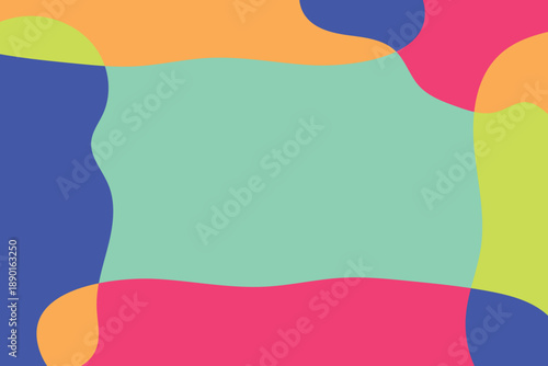 Abstract cheerful colorful background with organic primitive shapes. Childish background with fluid forms. Vector illustration.