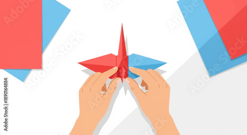 Hands Crafting Origami Paper Cranes in a Bright, Minimal Studio Setting.