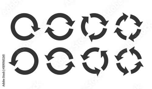 イラスト素材：サイクル図　サイクル矢印　黒　set of recycling icons. 	recyclable icon set.