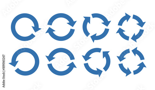 イラスト素材：サイクル図　サイクル矢印　青　set of recycling icons. 	recyclable icon set.