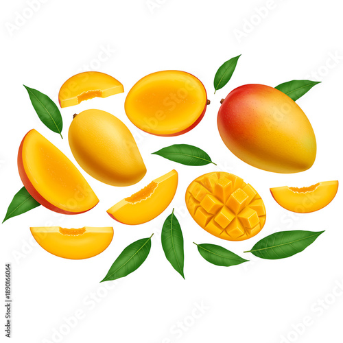 Assorted Mango Slices and Whole Fruits