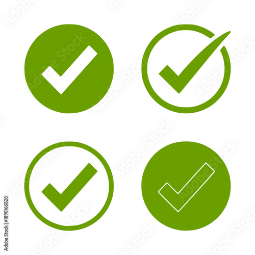 Four Green Checkmarks on White Background Representing Success and Validation