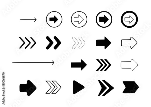 Collection of Directional Arrows and Symbols in Minimalist Style Conveying Energetic Mood