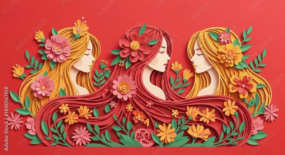 custom made wallpaper toronto digitalBeautiful women with floral hair and vibrant background