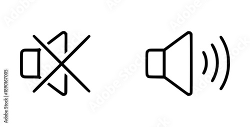 Minimalist Sound Icons Representing Mute and Unmute Functions