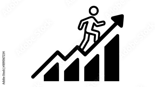Achieving Success: Climbing Stairs Illustration in Minimalist Style Conveys Energetic Mood