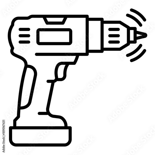 Drill icon, symbolizing construction, repair, and industrial tools.