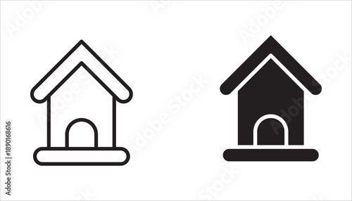 Home icon set. Home button outline, Home page icon. Simple house symbol. Building icon. Editable outline. Vector illustration.