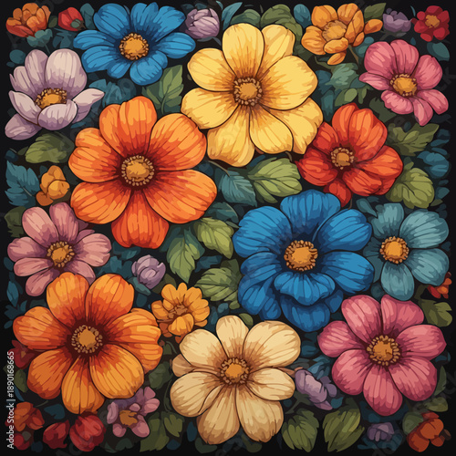 Wallpaper Mural Flowers Pattern Very Cool Design Torontodigital.ca