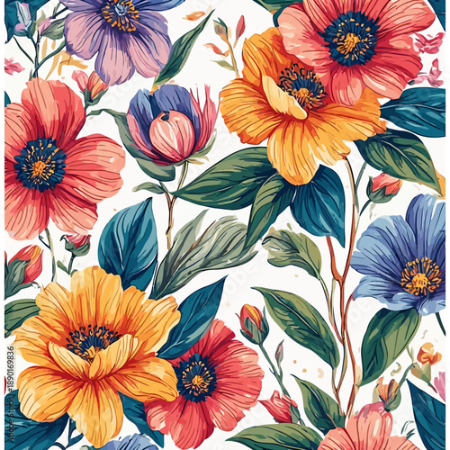 Wallpaper Mural Flowers Pattern Very Cool Design Torontodigital.ca