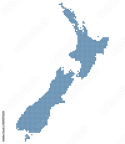 New Zealand Blue Dotted Vector Map with Transparent Background for Aerospace Hubs