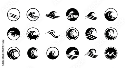 Elegant vector collection showcasing diverse wave designs for logos and graphic elements