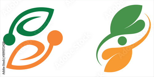 Modern green and orange abstract logo designs for eco friendly brands vector.