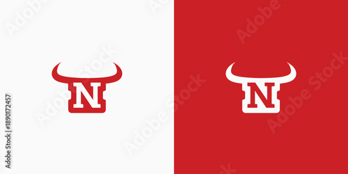 Letter N Devil bull logo