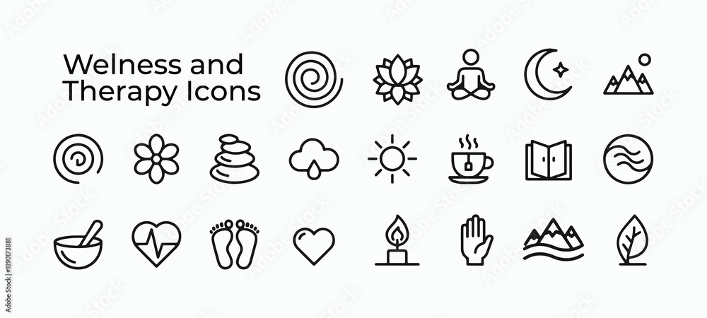 Fototapeta premium Healthcare, Wellness, therapy, and Holistic Icon Set