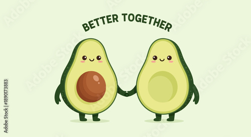 Cute Avocado Couple Better Together Vector