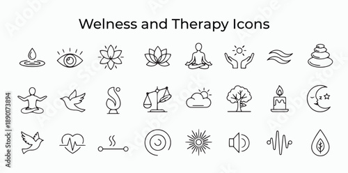 Healthcare, Wellness, therapy, and Holistic Icon Set