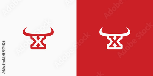 Letter X Bull Horn Logo Design.