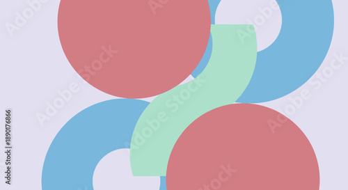 Abstract geometric shapes in pastel colors arranged in a harmonious composition.