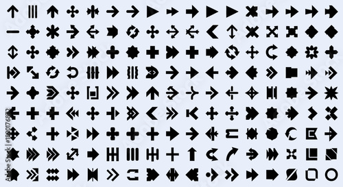 Collection of various black symbols and icons on white background.