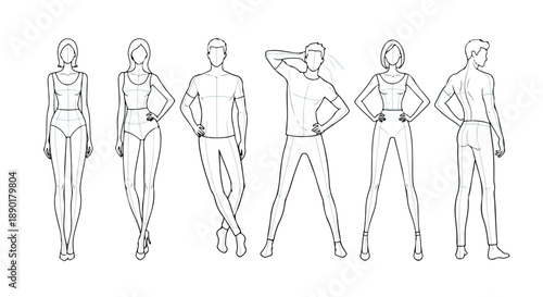 Fashion Croquis Template Set for Male and Female Figure Drawing
