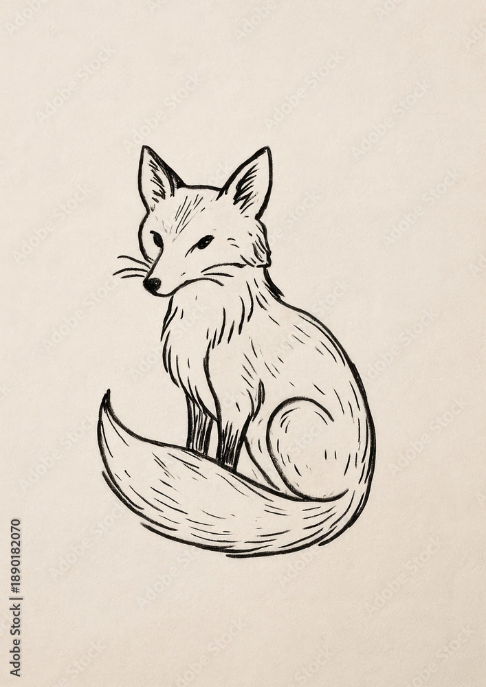 Obraz premium Elegant fox sketch art