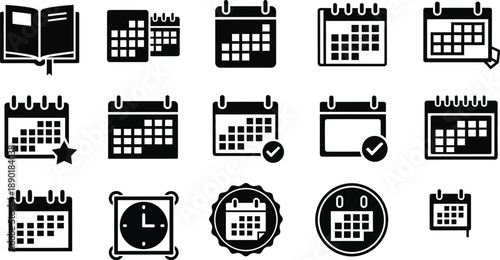 Calendar icon illustration. Monthly planner or schedule symbol for date, event, or appointment reminders.