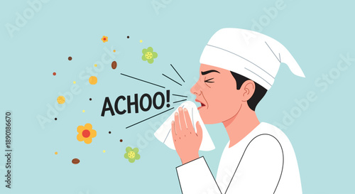 Seasonal Spring Pollen Allergy Sneezing Vector