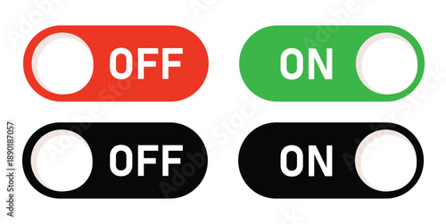 on off button icon set vector, Switch on switch off icon. On and off toggle switch button. Vector illustration