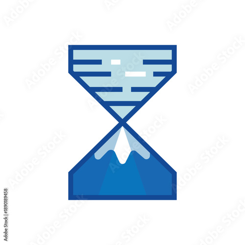 Blue Hourglass With Mountain Inside Symbolizing Time, Change, Focus, And Endurance