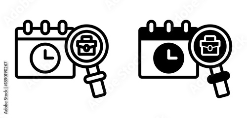 Job Scheduling Collection Line & Mixed Style Icon 