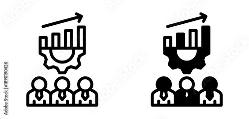 Team Efficiency Collection Line & Mixed Style Icon 