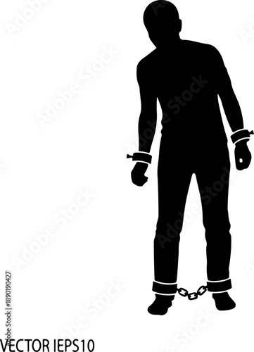Slave with shackle silhouette vector illustration