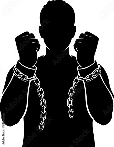 Slave with shackle silhouette vector illustration