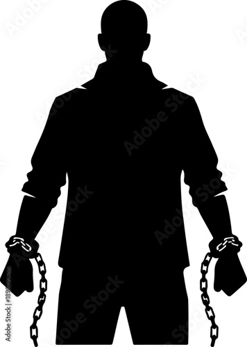 Slave with shackle silhouette vector illustration