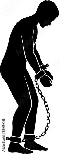 Slave with shackle silhouette vector illustration