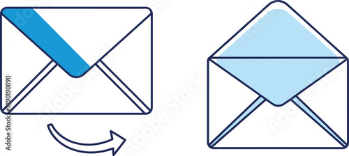 Minimalist Vector Illustration of Outgoing and Incoming Email Envelope IconsMinimalist Vector Illustration of Outgoing and Incoming Email Envelope Icons