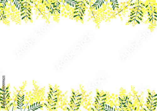 Rapeseed Flower Frame Background with Top and Bottom Floral Design